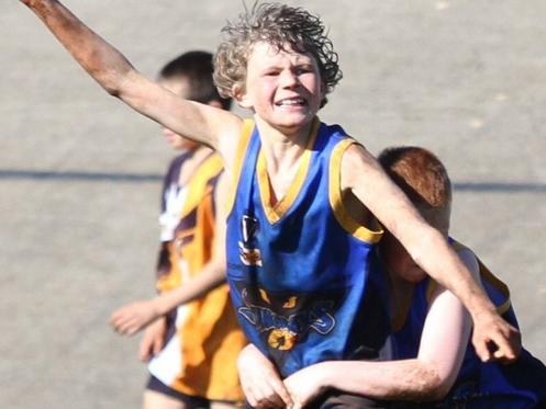 Port Adelaide player Xavier Duursma playing as a junior footballer forFoster Football Club in regional Victoria. PICTURES: SUPPLIEDDUURSMA FAMILY