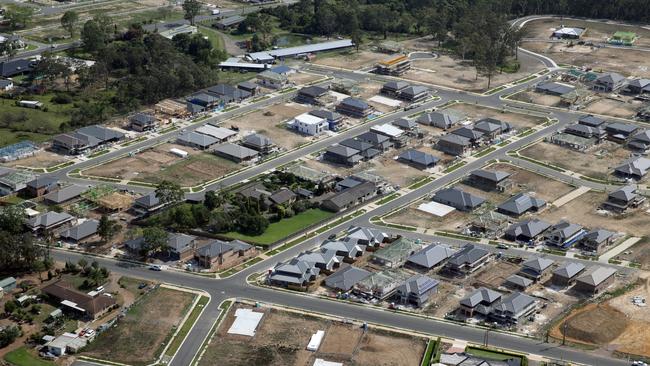 Aerial photo of new homes under construction in Kellyville. Picture: Jonathan Ng