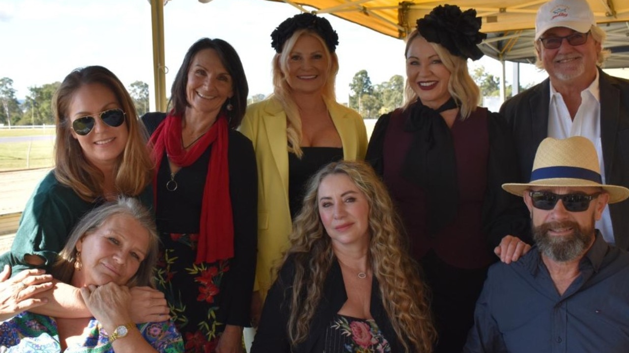 (Back row, L-R): Carli Weatherill, Sandy Nicholson, Katrina Grace, Carlie Wacker, Mark Wacker, (front row L-R) Daisy Green, Angela Lamb and Eric Lamb at the 2022 Gympie RSL Club Cup race day.