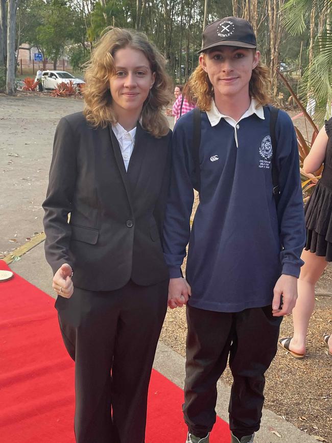 Eli Harding and Will Bartlett at the Hervey Bay High Anti-formal on November 16, 2023.