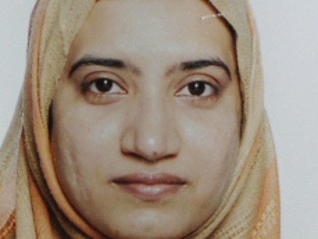 Female shooter ... Tashfeen Malik who died in a fierce gunbattle with authorities several hours after their commando-style assault. Picture: FBI via AP