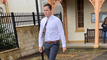 Thomas Jenkinson outside Raymond Terrace Local Court. He has been charged with supplying a commercial quantity of prohibited drugs, 'magic mushrooms'. Picture: Amy Ziniak