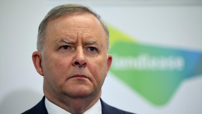 Federal Opposition Leader Anthony Albanese speaks to media during a visit to St Marys Skilling and Employment Centre in Sydney on Thursday. Picture: NCA NewsWire/Joel Carrett