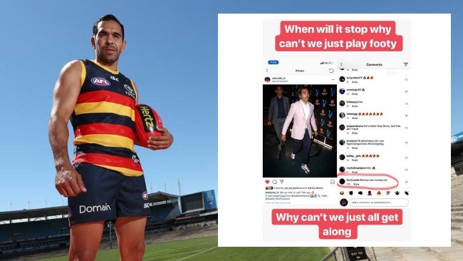 Indigenous AFL star Eddie Betts has been subjected to a racist slur on social media.