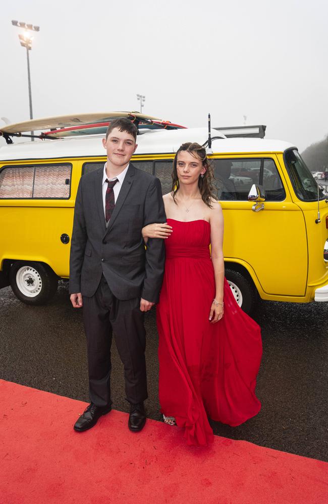 Graduate Brooke Johnson with partner Joe Dixon at Clifford Park Special School formal at Clifford Park Racecourse, Wednesday, November 20, 2024. Picture: Kevin Farmer