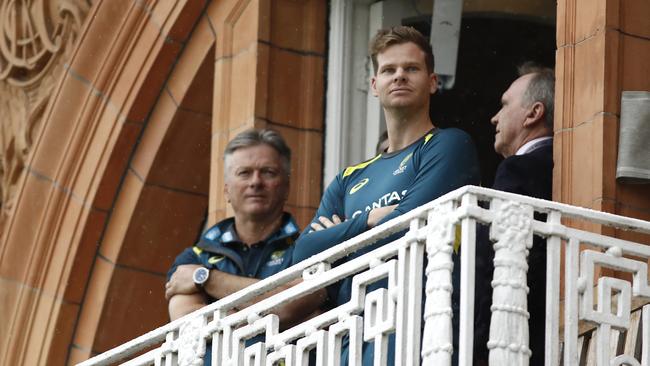 Steve Waugh with Steve Smith on the Lord’s balcony.