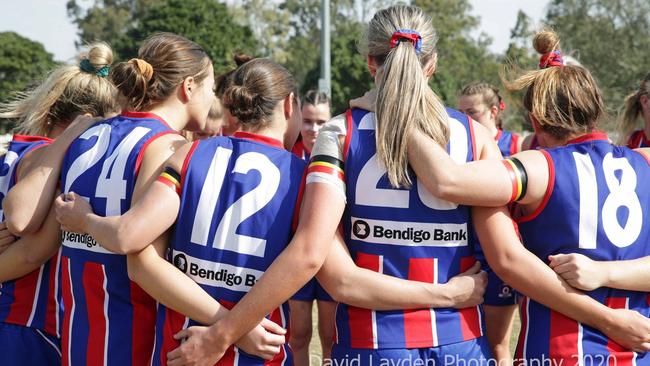 The Wilston Grange huddle last Saturday. PICTURE; DAVID LAYDEN PHOTOGRAPHY