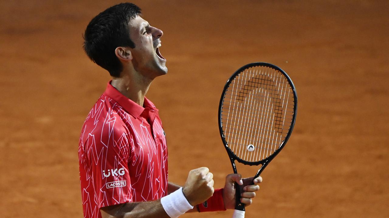 Novak Djokovic of Serbia celebrates after winning his men's final match. (Photo by Riccardo Antimiani - Pool/Getty Images)