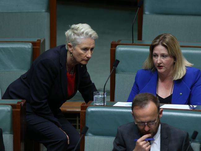 Julia Banks with Cathy McGowan and Kerryn Phelps and Rebekha Sharkie during Question Time in the House of Representatives in Parliament House Canberra.Picture Gary Ramage