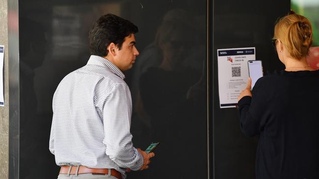 Shoppers scan into a shop on Rundel Mall. Picture: NCA NewsWire/David Mariuz