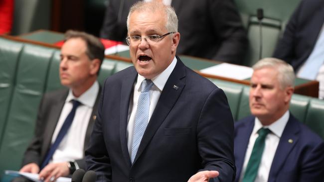 Scott Morrison criticises Labor during Question Time. Picture: Kym Smith