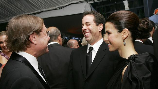 Michael Ovitz, comedian Jerry Seinfeld and his wife Jessica. Picture: Getty Images.