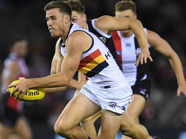 ON THE RUN: Adelaide’s Paul Seedsman breaks clear in the win against St Kilda last week. Picture: (Julian Smith/AAP).