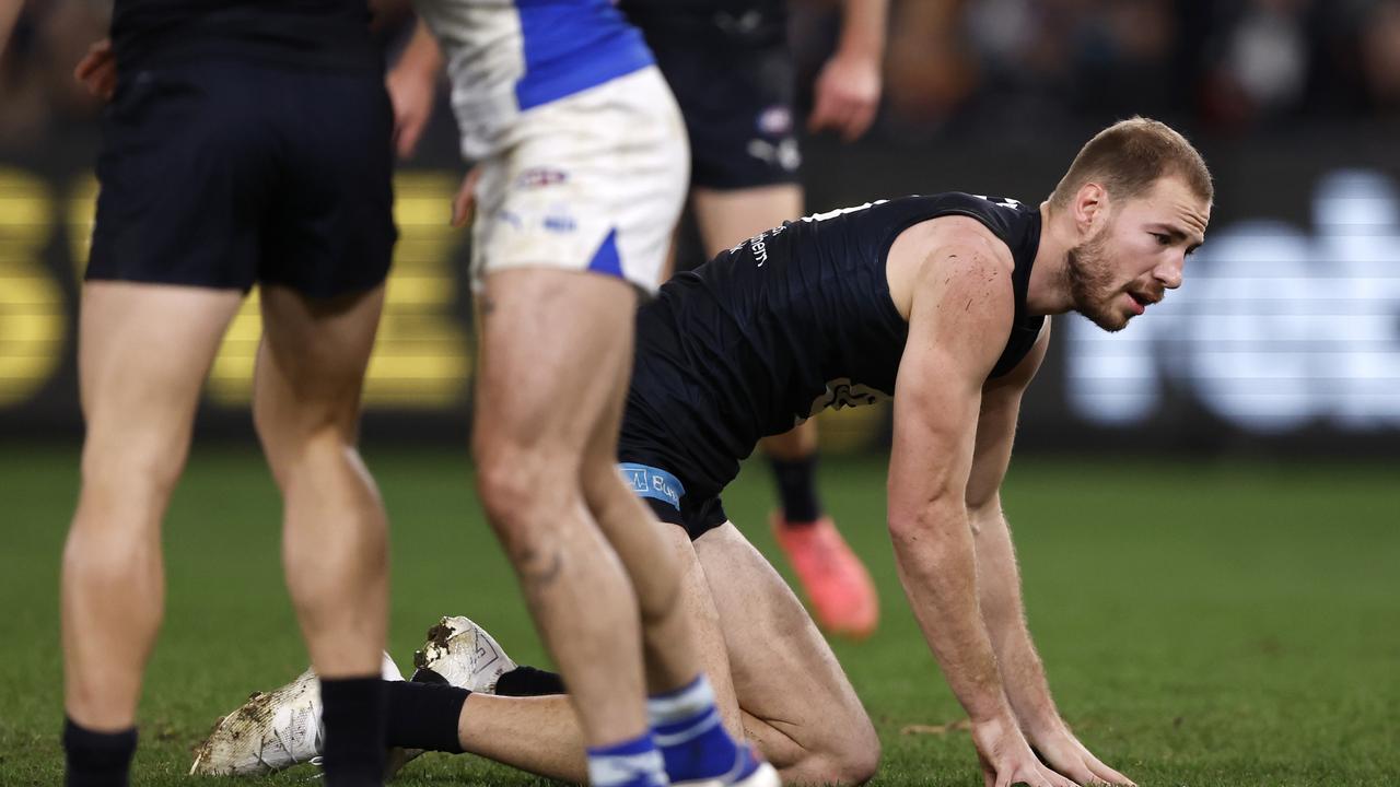 Carlton anticipates the AFL will tick off on the club’s handling of Harry McKay’s head knock against North Melbourne on Sunday. Picture: Darrian Traynor / Getty Images