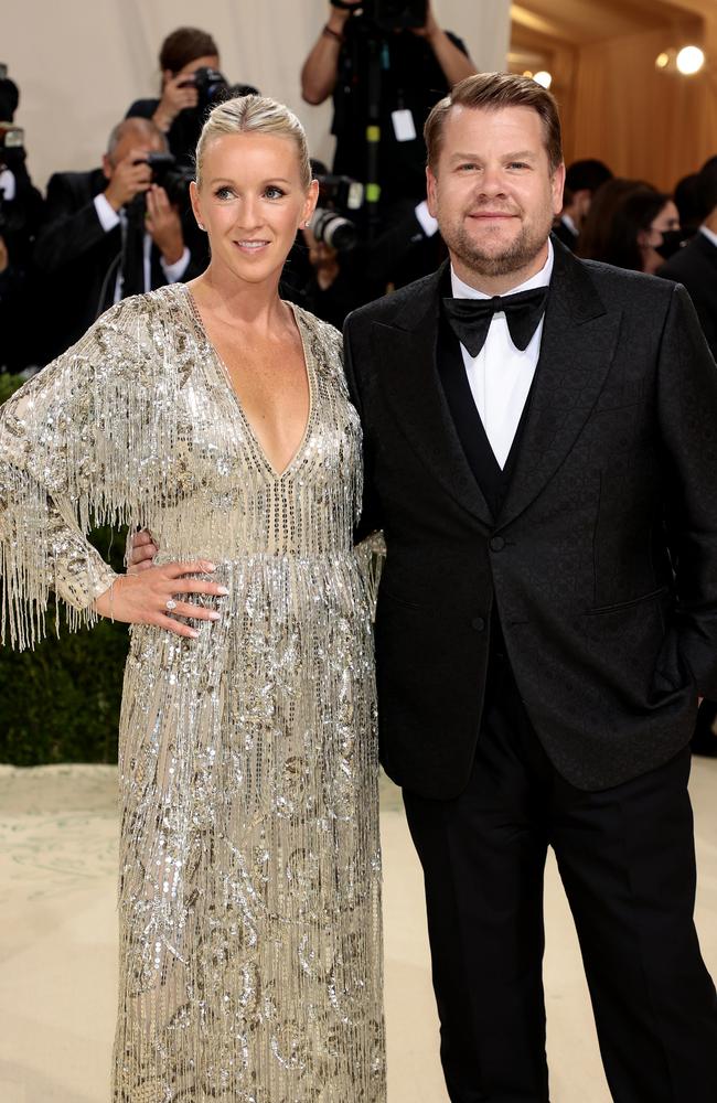 Julia Carey and James Corden attend The 2021 Met Gala. Picture: Dimitrios Kambouris/Getty Images for The Met Museum/Vogue