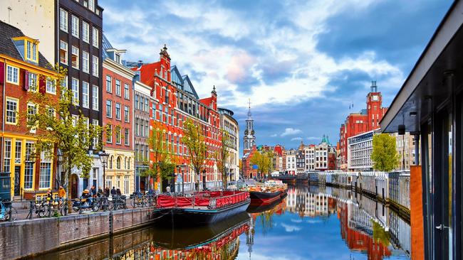 Canal in Amsterdam, The Netherlands.