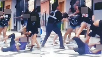 Images of a vicious brawl which took place at Casuarina Shopping Square Darwin between six young girls. Picture: Facebook.