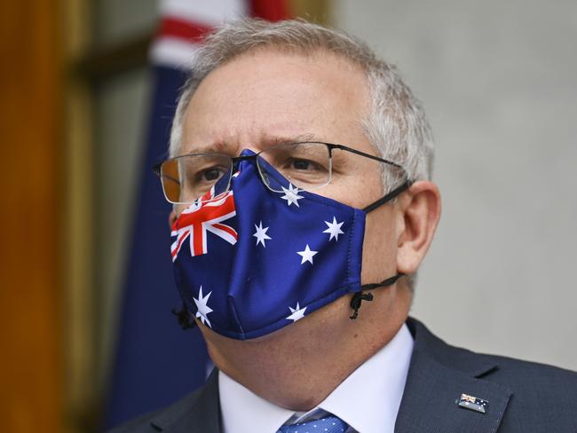 CANBERRA, AUSTRALIA - NewsWire Photos JULY 2, 2021: Prime Minister Scott Morrison holds a press conference after the National Cabinet meeting at Parliament House. Picture: NCA NewsWire / Martin Ollman