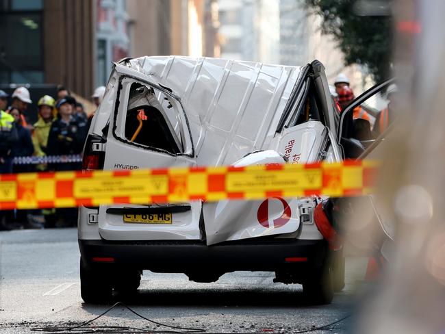 A person inside the Australia Post van was not seriously injured. Picture: NewsWire / Damian Shaw