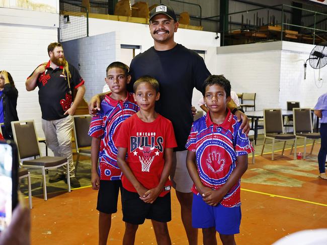 Latrell Mitchell with some of his fans. Picture: Sam Ruttyn