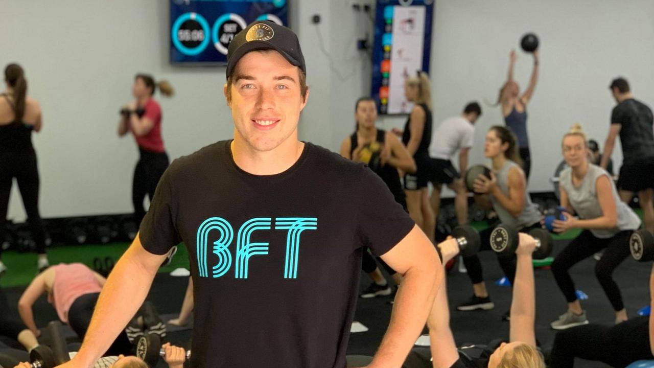 Essendon midfielder Zach Merrett, 25, owns several BFT studios in Melbourne. Picture: Supplied