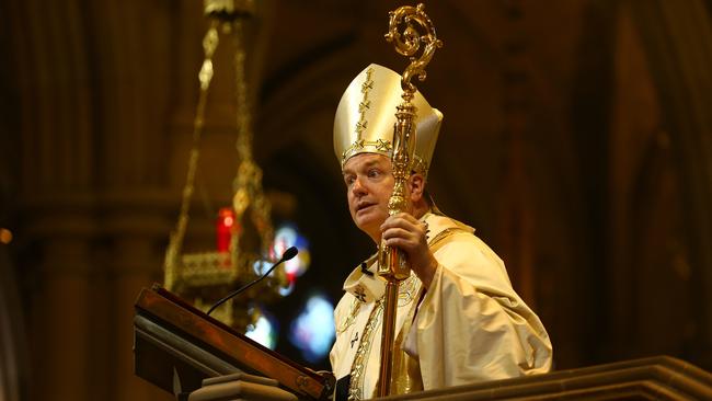 Archbishop Anthony Fisher during Easter Sunday Mass held at St Mary's Cathedral in Sydney. Picture: The Australian