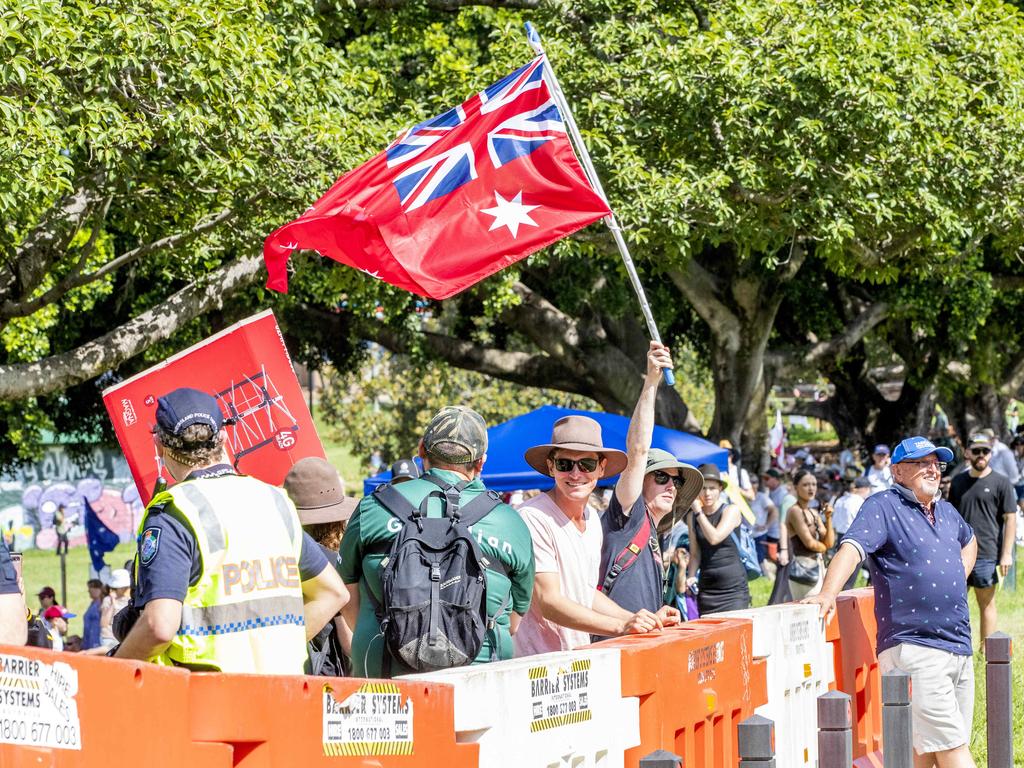 Protesters marched from West End to Musgrave Park, South Brisbane. Picture: Richard Walker