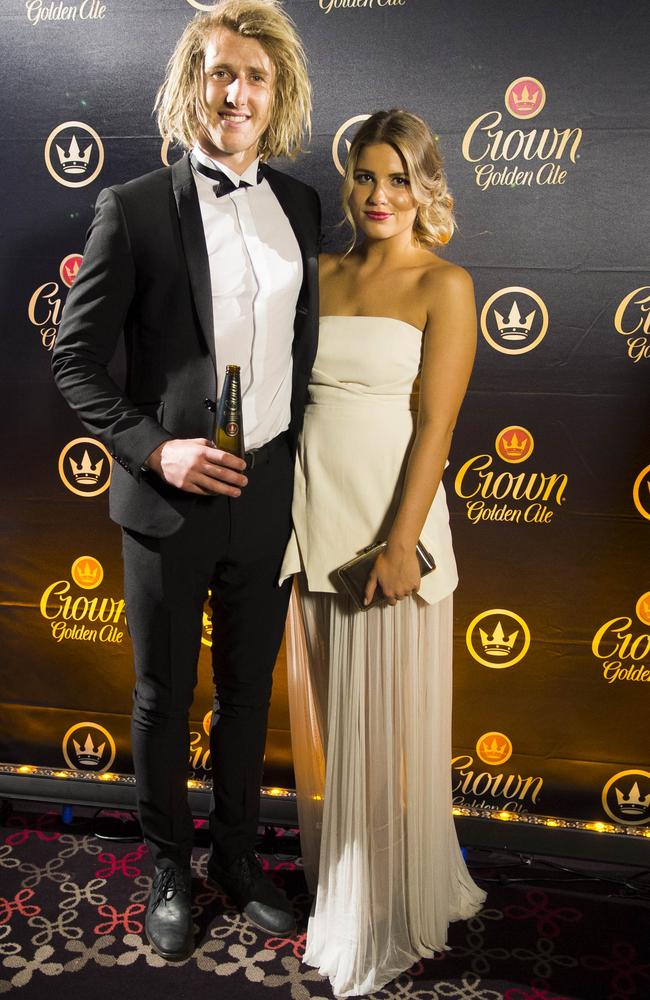 Essendon’s Dyson Heppell and Kate Turner strike a pose. Picture: Dave Goudie – Eagle Image