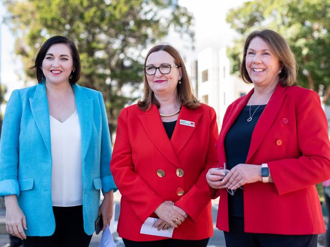 Jayne Stinson MP ,  Louise Miller-Frost,  Labor candidate for Boothby  and Catherine King MP at the announcement on funding for Marion Road between Anzac Highway and Cross Road including removing the level crossing Picture: Supplied