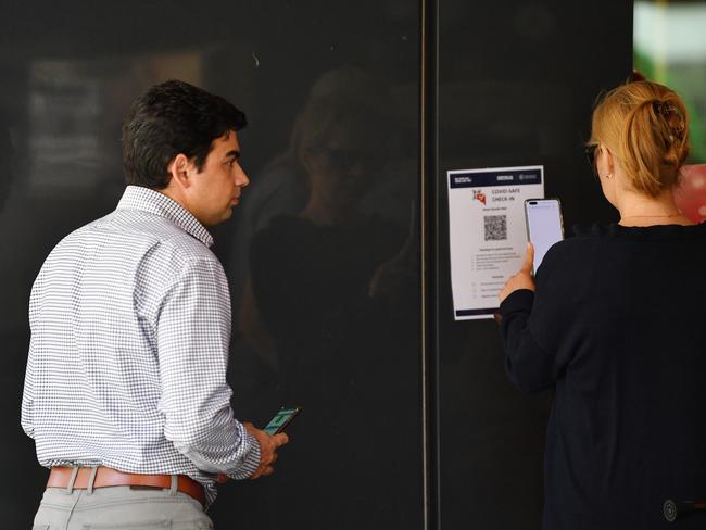 Users are asked to check in to every business or public facility they visit. Picture: NCA NewsWire / David Mariuz