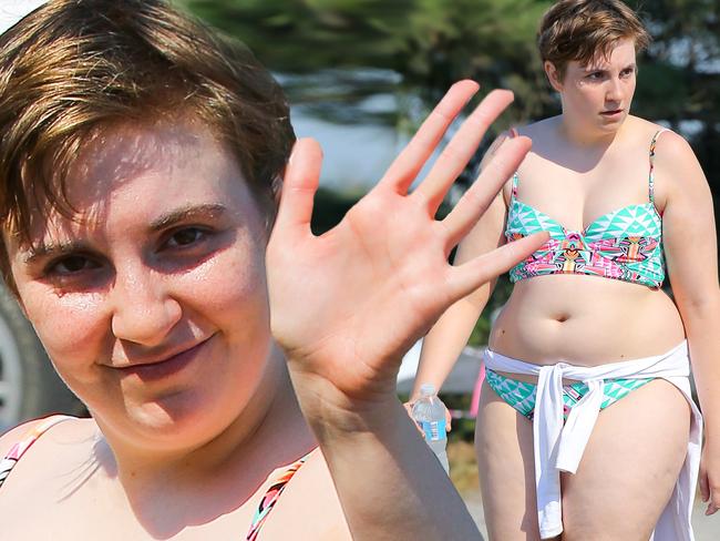 Lena Dunham flaunts her curves in a bikini while attending the 'Paddle For Pink' Event in the Hamptons, NY Pictured: Lena Dunham Ref: SPL1092534 010815 Picture by: Felipe Ramales / Splash News Splash News and Pictures Los Angeles: 310-821-2666 New York: 212-619-2666 London: 870-934-2666 photodesk@splashnews.com