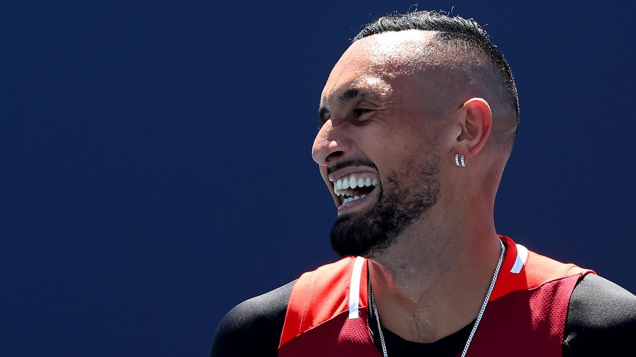 Nick Kyrgios had plenty to smile about after breaking a massive drought. Photo: Michael Reaves/Getty Images/AFP