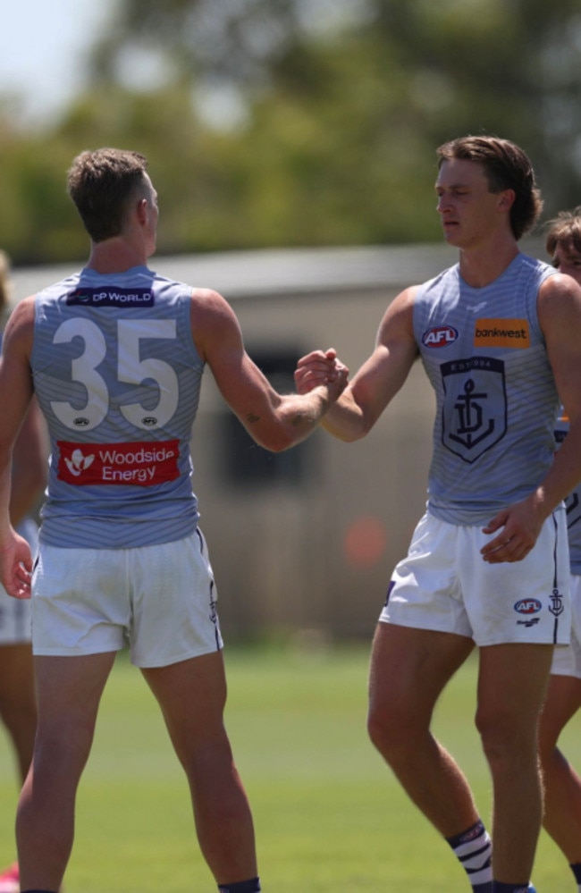 Josh Treacy and Jye Amiss. Picture: Fremantle FC