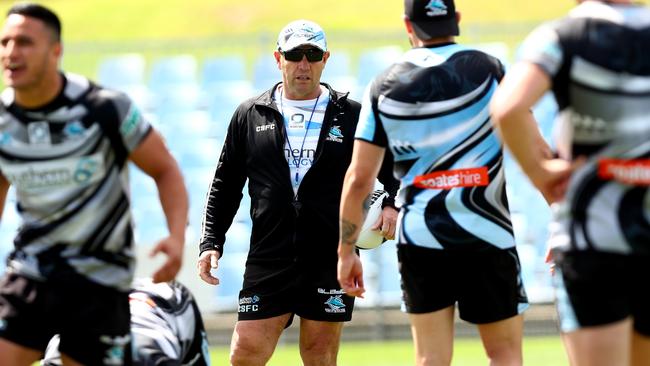 Cronulla coach Shane Flanagan during training.