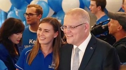 Former Liberal Party staff member Brittany Higgins with Scott Morrison.