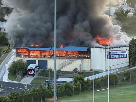 Nambucca Leagues and Sports Club on fire in the early hours of Wednesday, January 22.