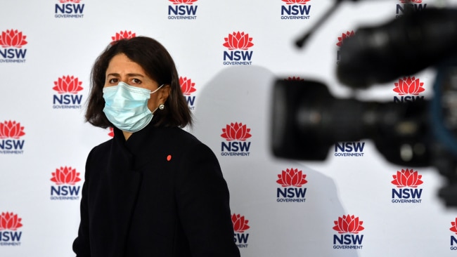 NSW Premier Gladys Berejiklian is seen during a coronavirus press conference. Photo: Mick Tsikas - Pool/Getty Images