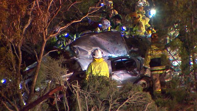 Crash at Nelson Rd, Para Hills which killed Philip Frith. Picture: Nine News