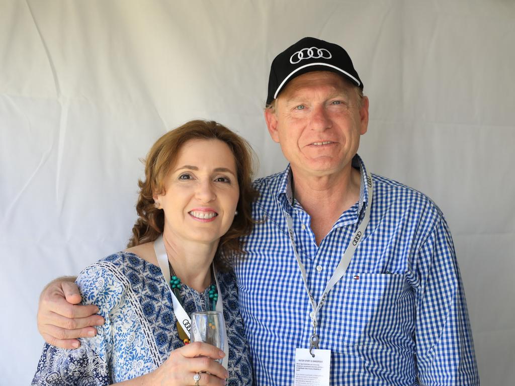 Dina and Bruce Hatwell were among the VIP Audi Solitaire customers who viewed the Adelaide Motorsport Festival track side. Picture: Kane Overall