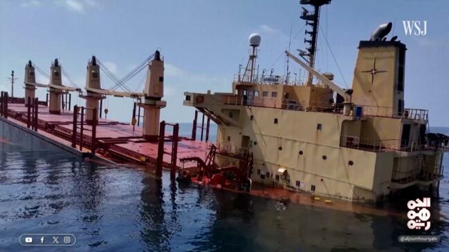 Watch: Cargo Ship Rubymar Stranded in the Red Sea After Houthi Attack