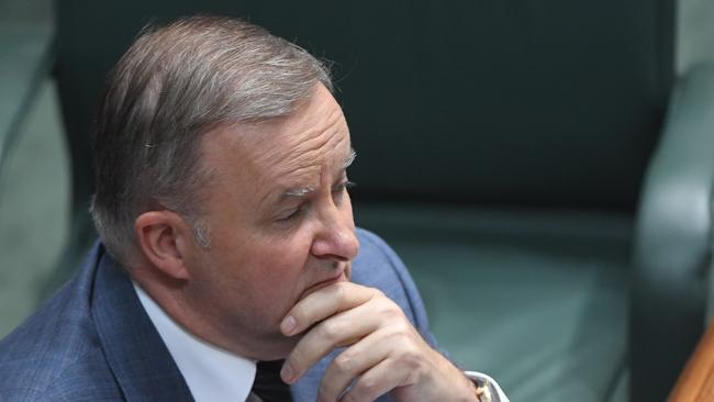 Talk to the hand: Anthony Albanese figured a DIY respirator would protect him from coronavirus. Picture: Getty Images