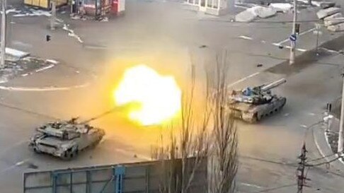 A video appears to show Ukrainian tanks firing at Russian forces on the streets of the besieged port city Mariupol