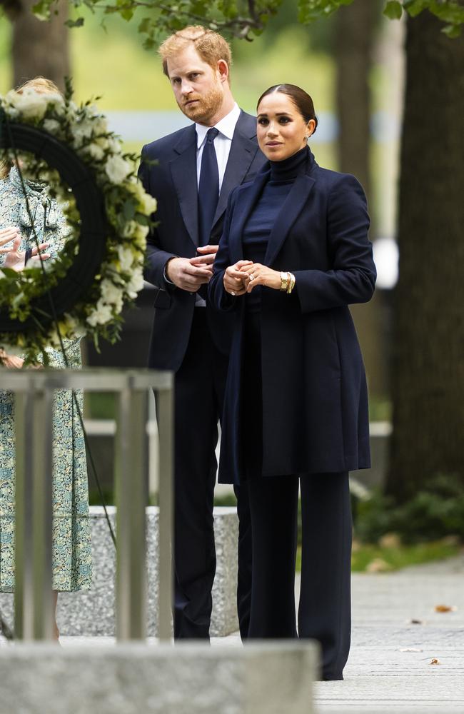 Meghan and Harry toured the 9/11 memorial at the One World Trade Centre, Picture: Gotham/GC Images