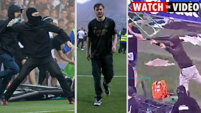 Police hunt more Melbourne derby AAMI Park pitch invaders