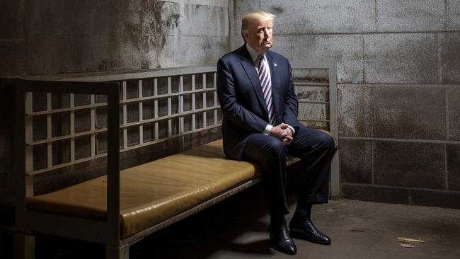 AI-generated deepfake image of former president Donald Trump sitting in prison.