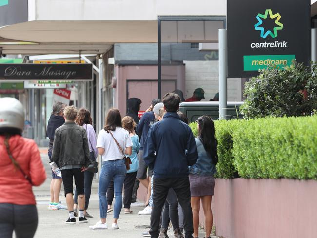 The Centrelink ques at the Pittwater rd Brookvale office are very short compared to recent days .picture John Grainger