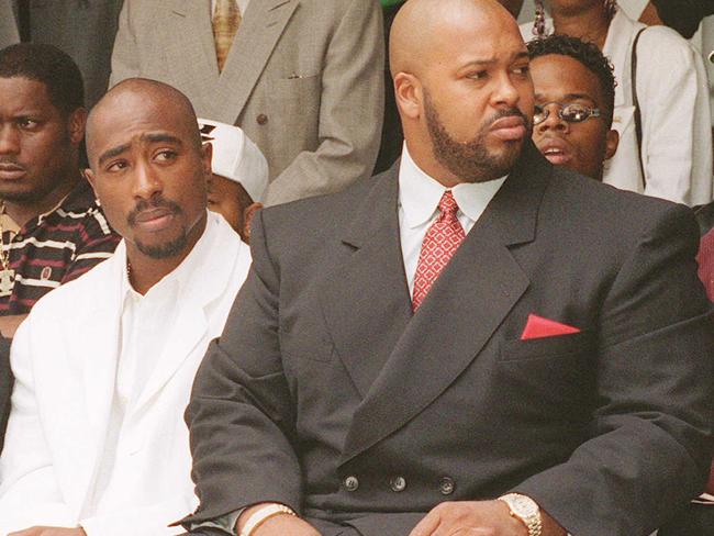 Tupac Shakur and Death Row Records Chairman Marion "Suge" Knight, who were together during the 1996 drive-by shooting. Picture: AP Photo