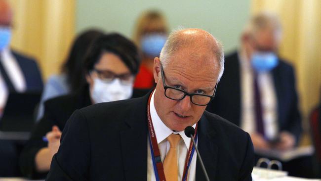 Director General of Queensland Health Dr John Wakefield during the Health and Environment Committee Estimates Hearing Program in Brisbane. Picture: NCA NewsWire/Tertius Pickard