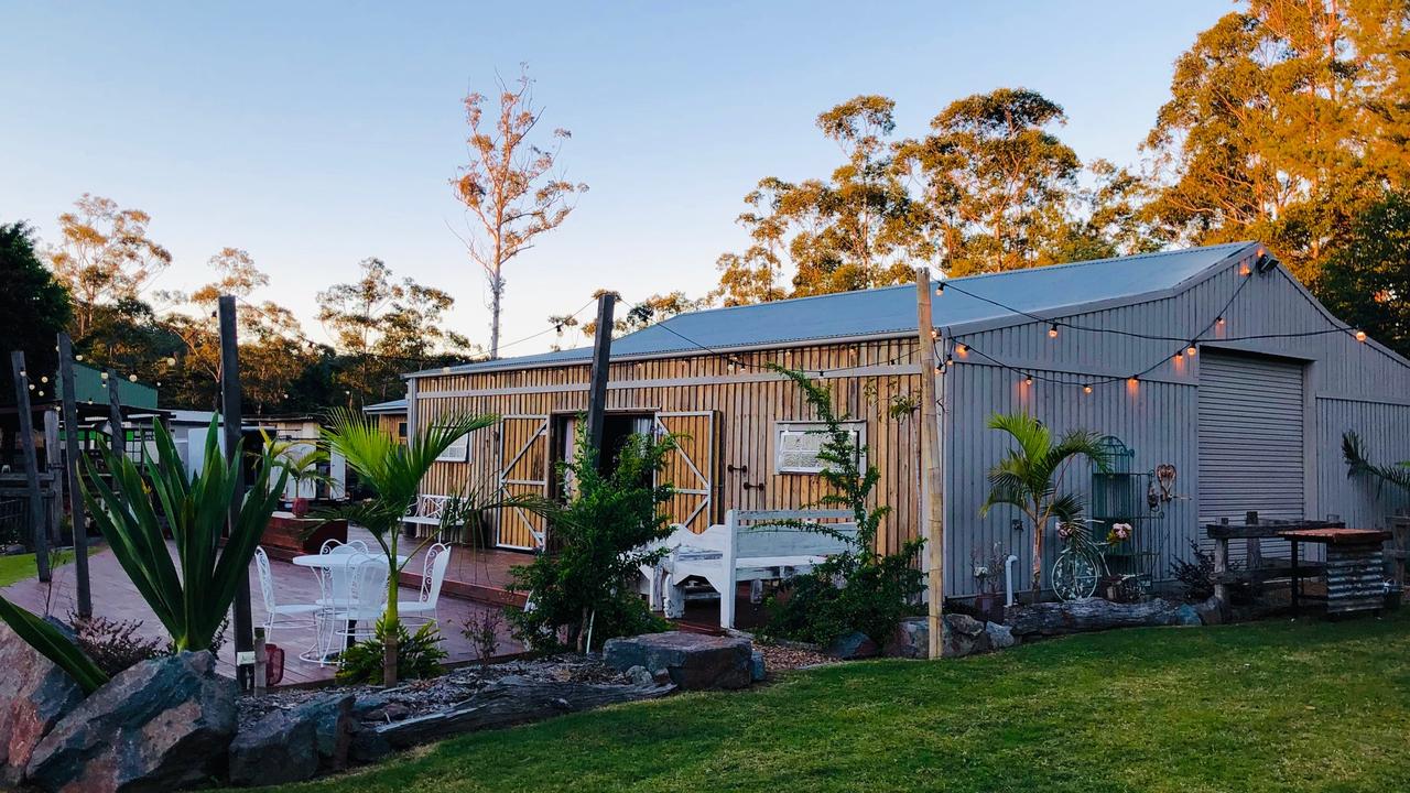 The 'retreat barn' at former swimming star Lisa Curry's Sunshine Coast hinterland home.