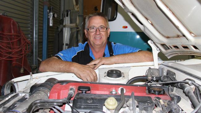 Gladstone Fleet Services owner Mark Boyd is more than just a mechanic, he also drives his Chrysler Lancer race car, is the Central Queensland Motorsports president and a director of Gladstone's Blue and White Taxis.